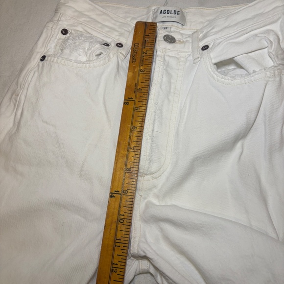 Agolde 90's Mid Rise Loose Fit White Jeans Size 23 Vanish White distressed - Picture 14 of 16
